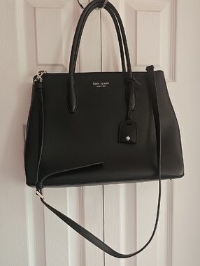 kate spade Black Pebbled Leather Satchel with Crossbody Strap